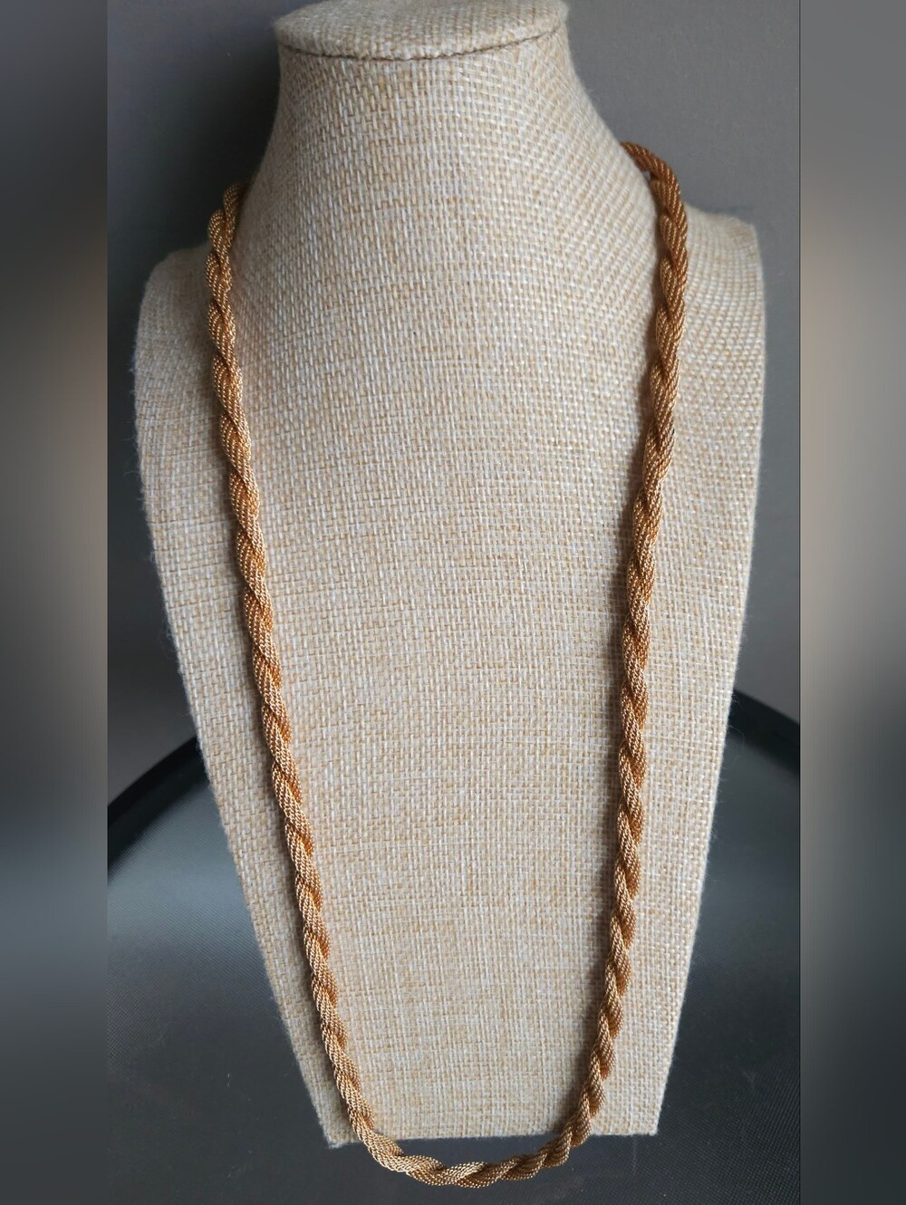 Elegant Gold-Tone Twisted Rope Necklace